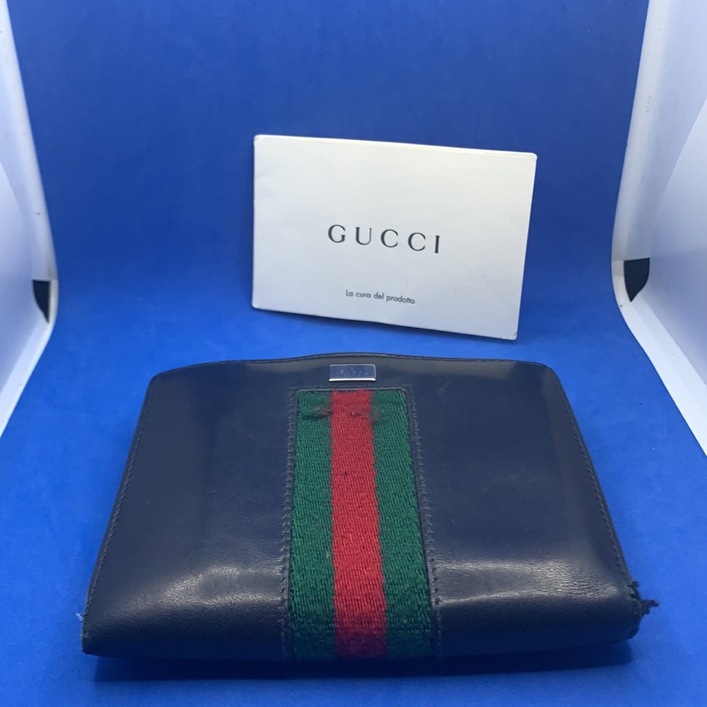 GUCCI black leather wallet Sheri web‎ San Motoyama Vintage - Picture 3 of 9